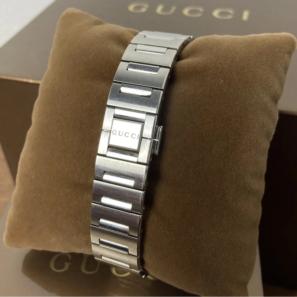 GUCCI Stainless Steel Black Mother of Pearl 115 Pantheon Quartz Watch - Picture 3 of 10